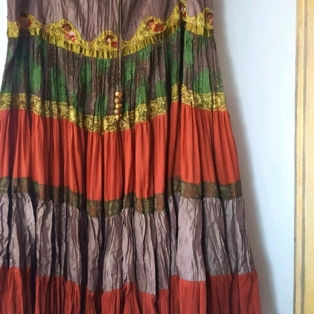 Boho chic luxury 5 layer flowy skirt